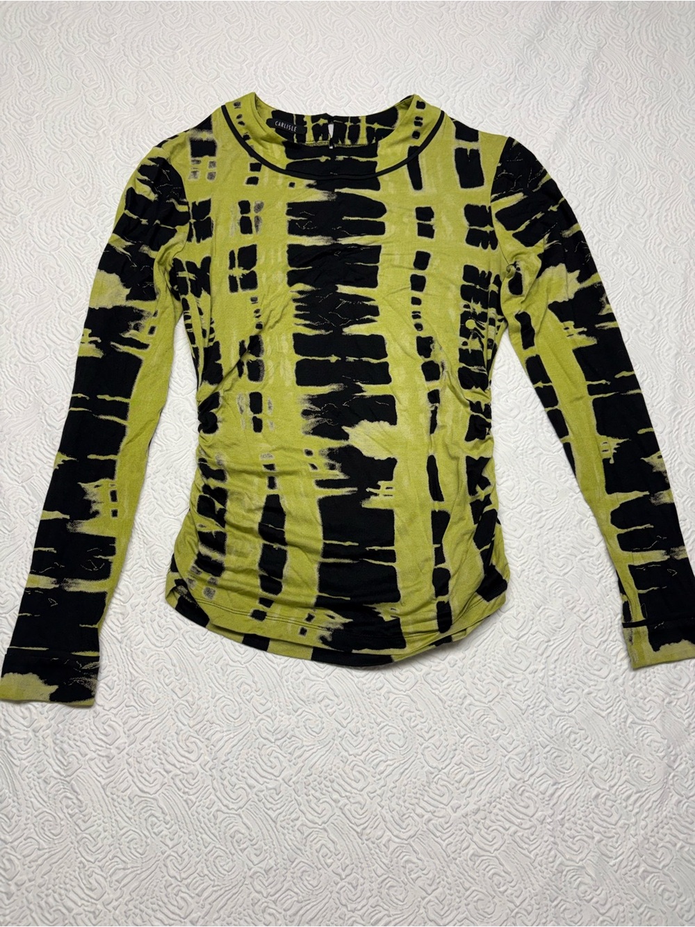 Carlisle Olive Green and Black Tie-Dye Long Sleeve Top